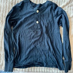 Everlane Black Long Sleeve Henley Top